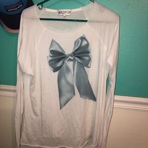 Long sleeve white Wildfox bow shirt